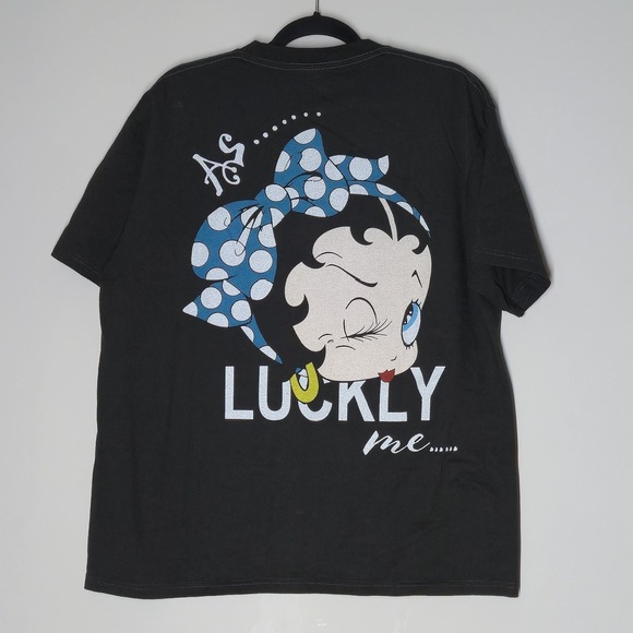 Betty Boop T-Shirt Dream Queen Double Sided Vintage Style Lucky Size XL Hanes - Picture 3 of 5